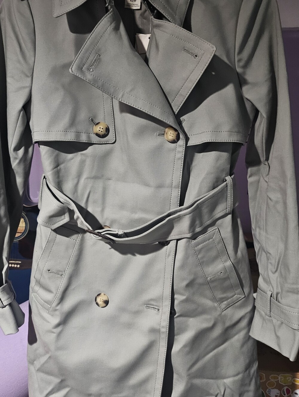 Club Monaco Light Khaki Double-Breasted Trench Coat
